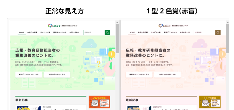 1型2色覚の見え方