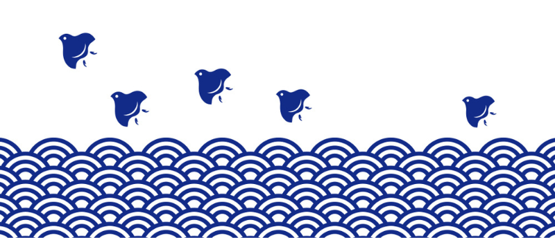 吉祥文様の「青海波」と合わせた「波千鳥」も